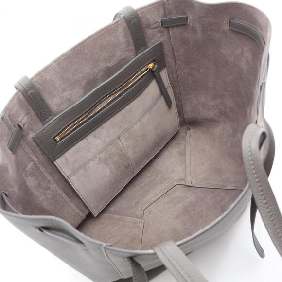 Celine Cabas Phantom Small Tote Bag, Leather, Women's, Gray, 189023 - Picture 3 of 5